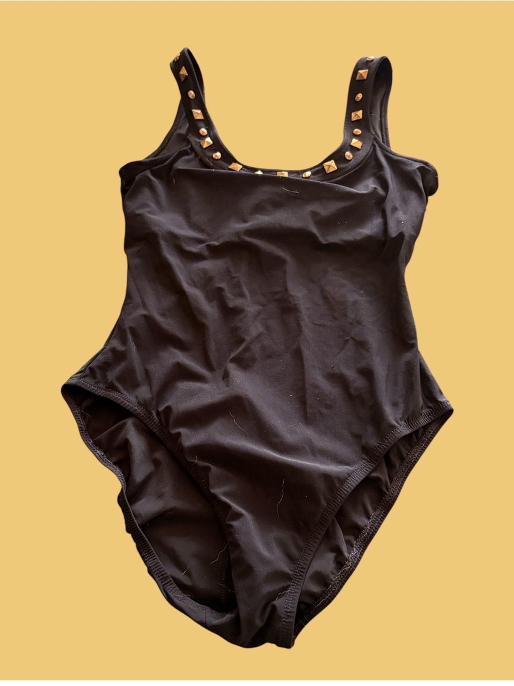 Black Stud-Trim One-Piece Swimsuit